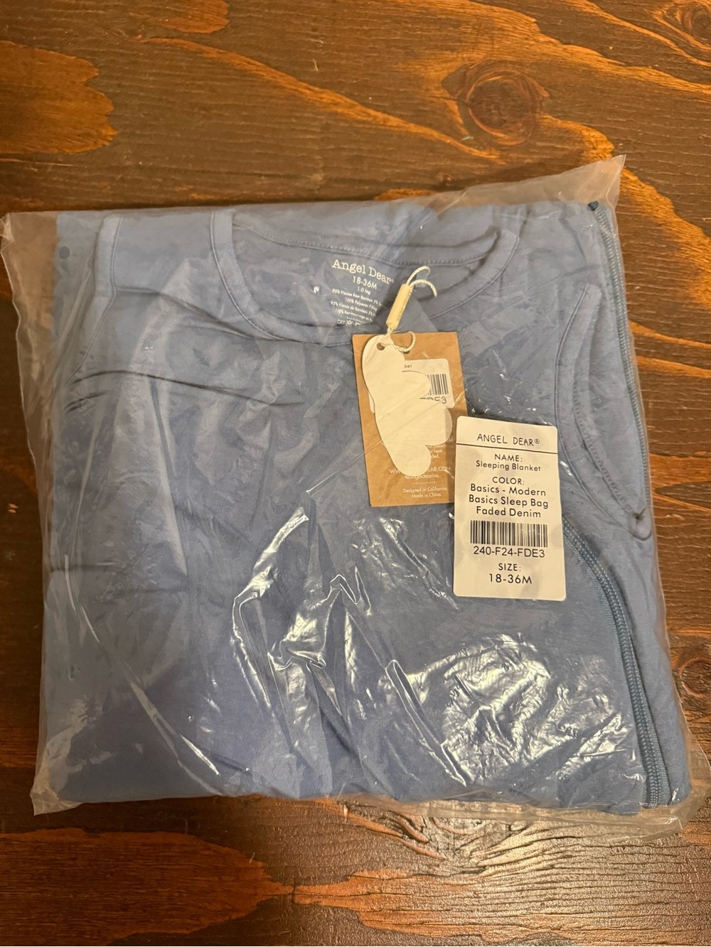 Angel Dear Faded Denim Baby Sleep Bag - Soft Blue